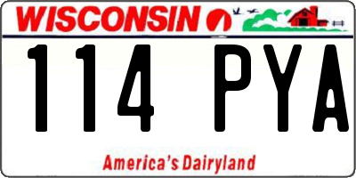 WI license plate 114PYA