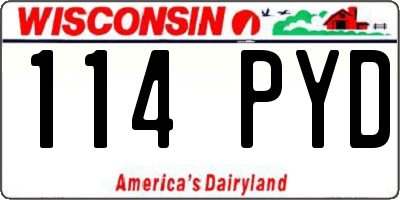 WI license plate 114PYD