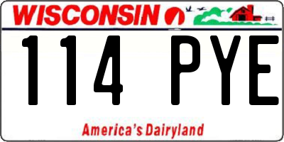 WI license plate 114PYE