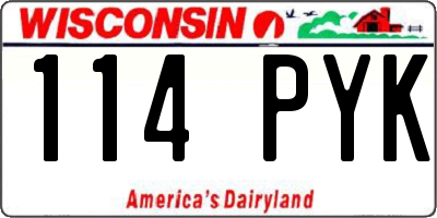 WI license plate 114PYK