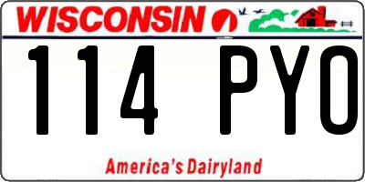 WI license plate 114PYO