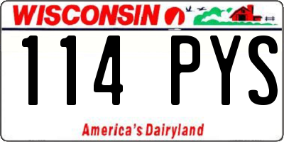 WI license plate 114PYS