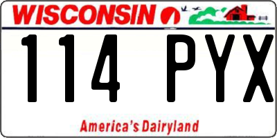 WI license plate 114PYX