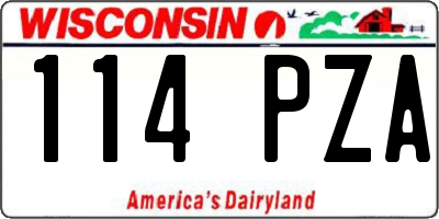 WI license plate 114PZA