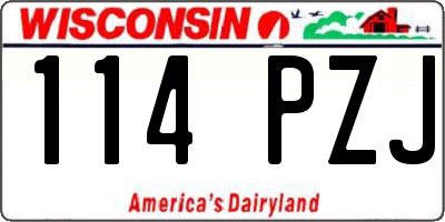 WI license plate 114PZJ