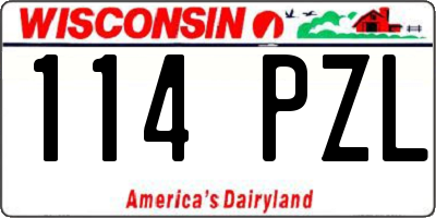 WI license plate 114PZL