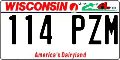 WI license plate 114PZM
