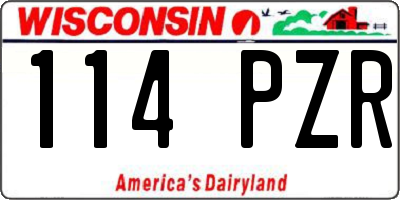 WI license plate 114PZR