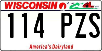 WI license plate 114PZS