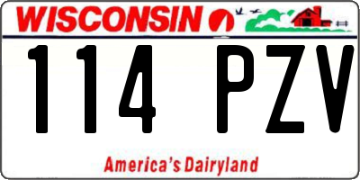 WI license plate 114PZV