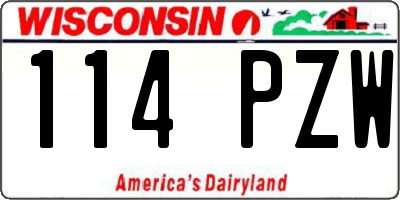 WI license plate 114PZW