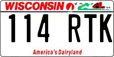 WI license plate 114RTK