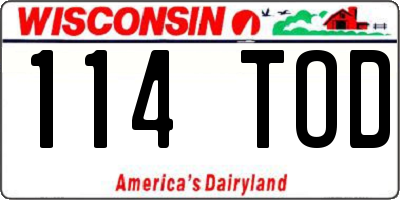 WI license plate 114TOD