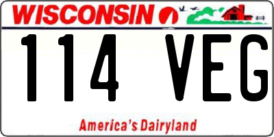 WI license plate 114VEG