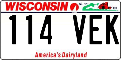 WI license plate 114VEK