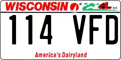 WI license plate 114VFD