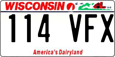 WI license plate 114VFX