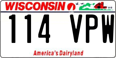 WI license plate 114VPW
