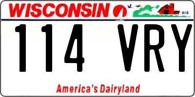 WI license plate 114VRY