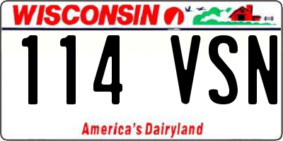 WI license plate 114VSN