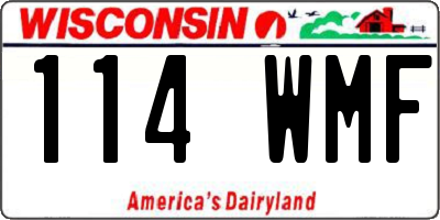 WI license plate 114WMF