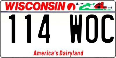WI license plate 114WOC