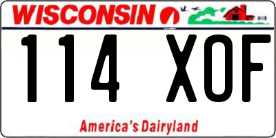 WI license plate 114XOF