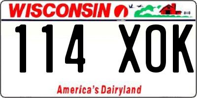 WI license plate 114XOK