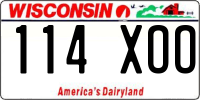 WI license plate 114XOO