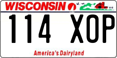 WI license plate 114XOP