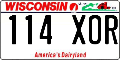 WI license plate 114XOR