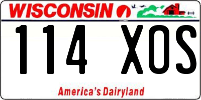WI license plate 114XOS