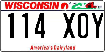 WI license plate 114XOY
