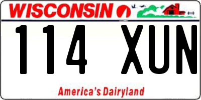 WI license plate 114XUN