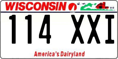 WI license plate 114XXI
