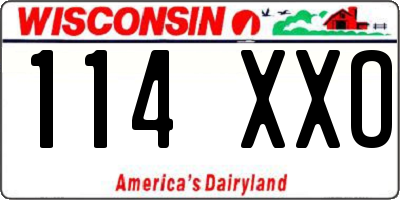 WI license plate 114XXO