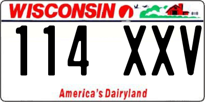 WI license plate 114XXV