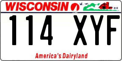 WI license plate 114XYF