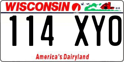 WI license plate 114XYO