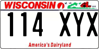WI license plate 114XYX