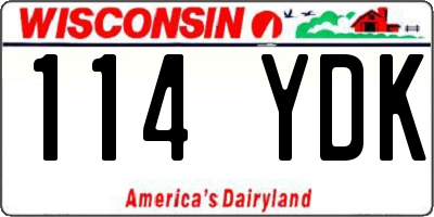 WI license plate 114YDK