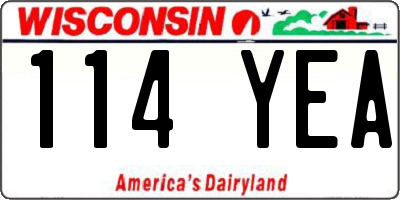WI license plate 114YEA