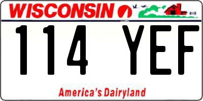 WI license plate 114YEF