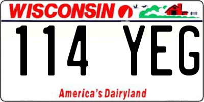WI license plate 114YEG