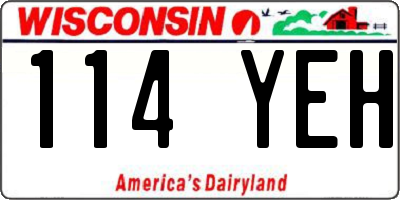 WI license plate 114YEH