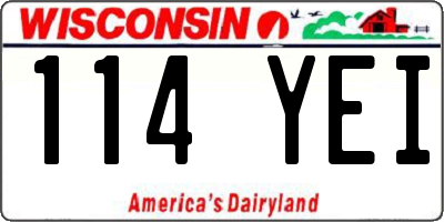 WI license plate 114YEI