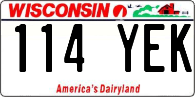 WI license plate 114YEK