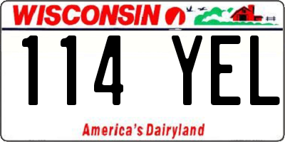 WI license plate 114YEL