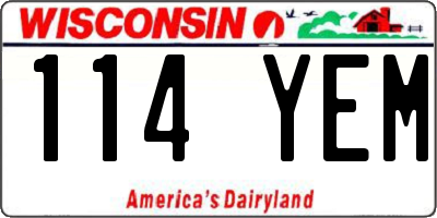 WI license plate 114YEM