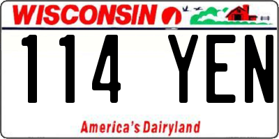 WI license plate 114YEN